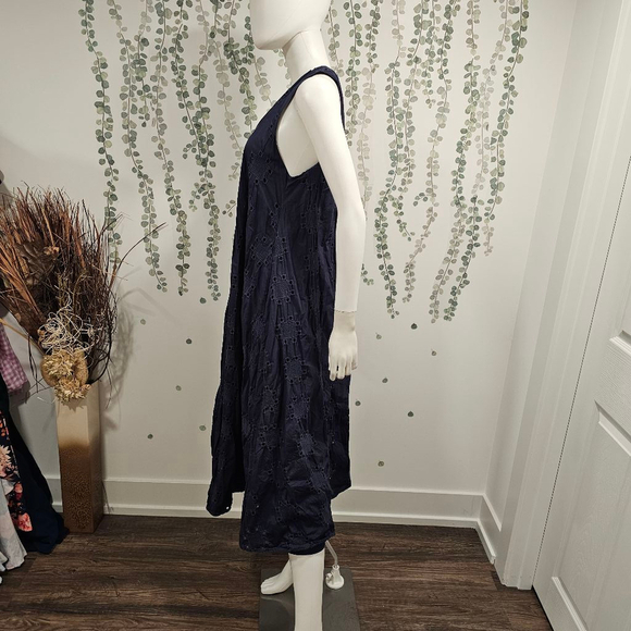Thakoon Collective Navy Eyelet Shift Dress Sz M - Picture 7 of 12